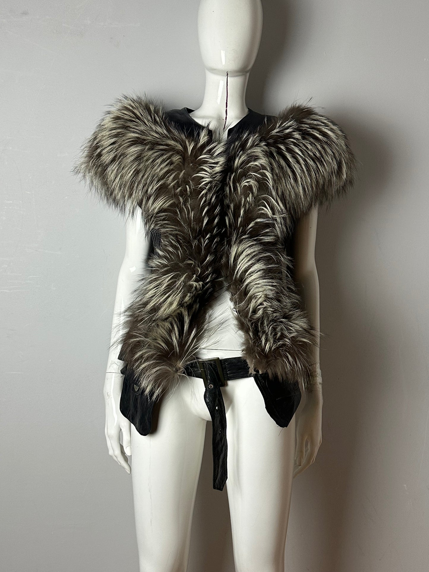 Fur leather vest