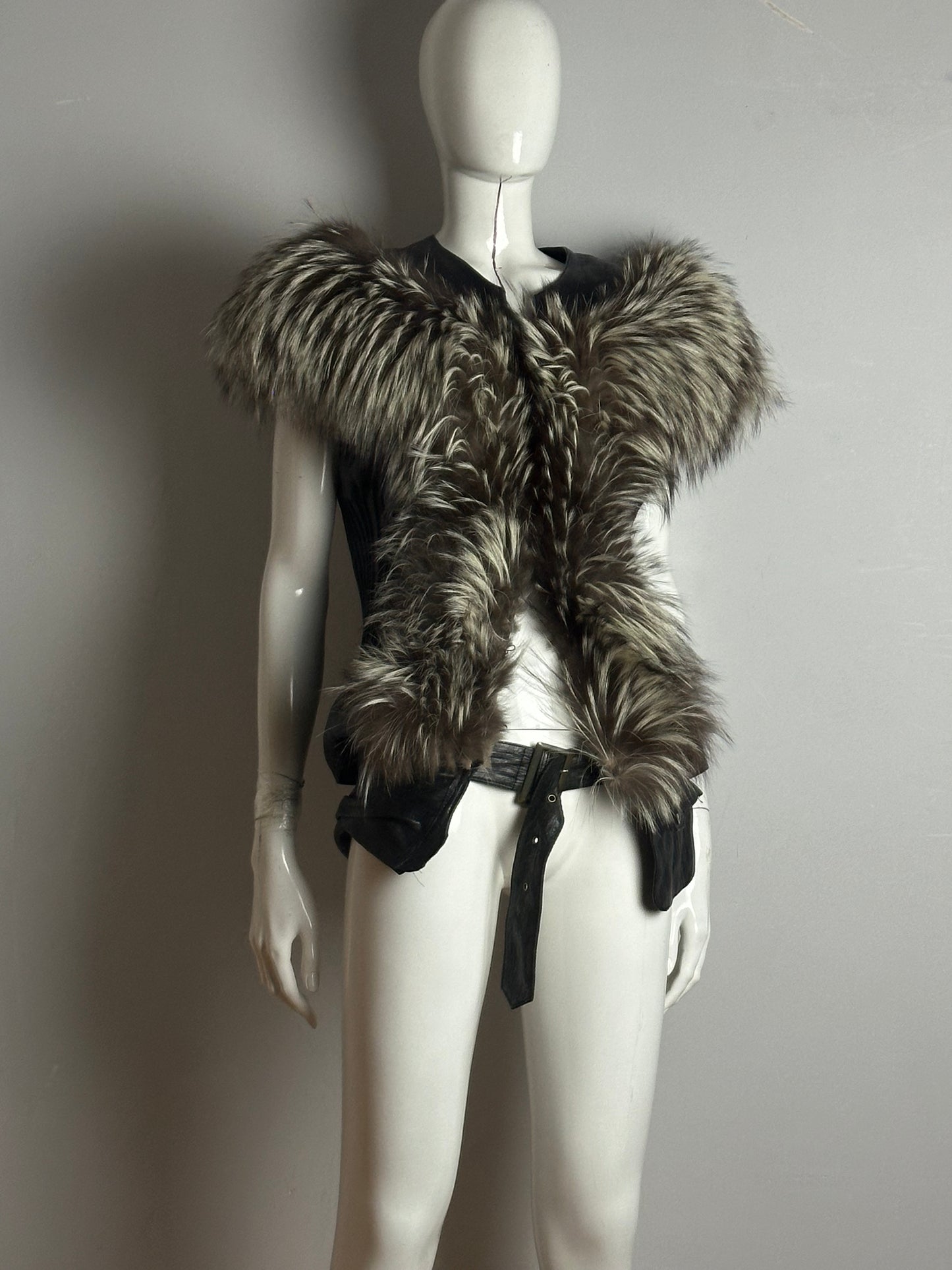 Fur leather vest