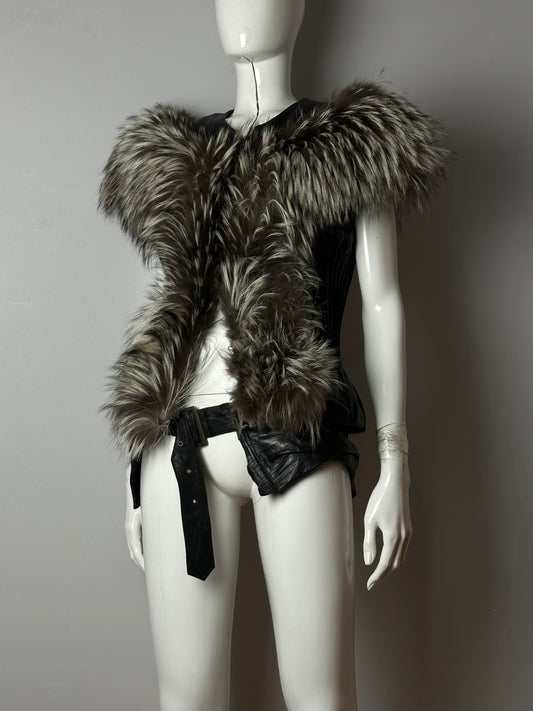 Fur leather vest