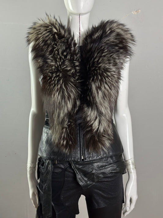 Fur leather vest