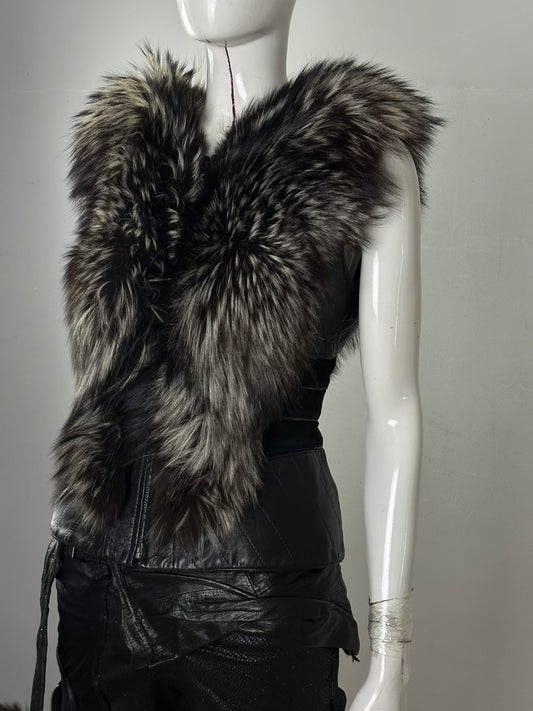 Fur leather vest