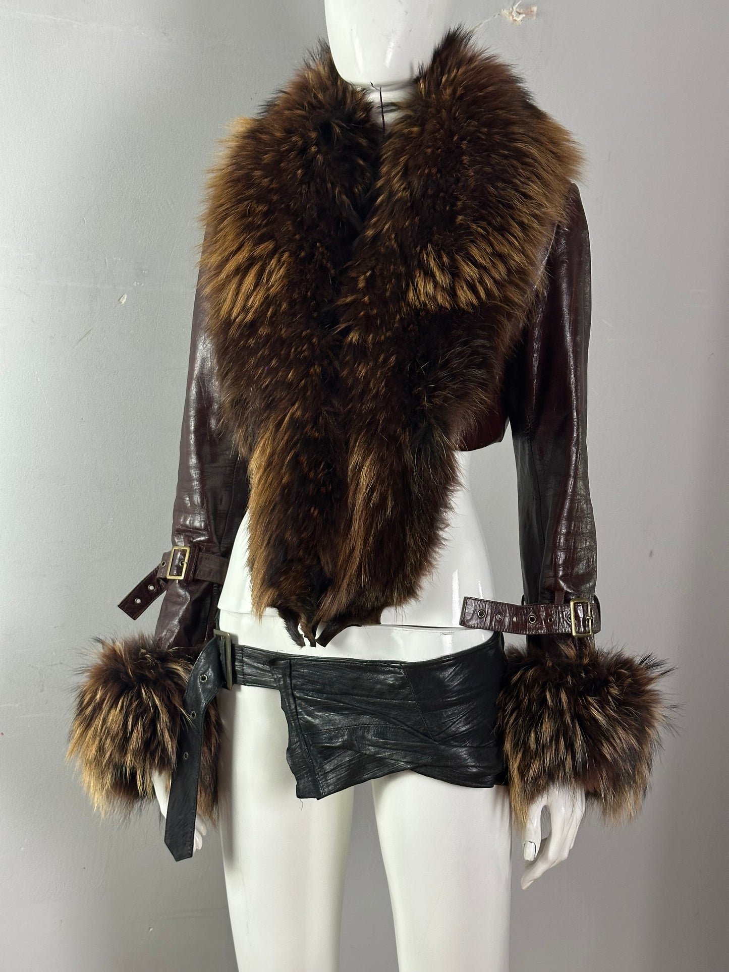 Fur leather jacket