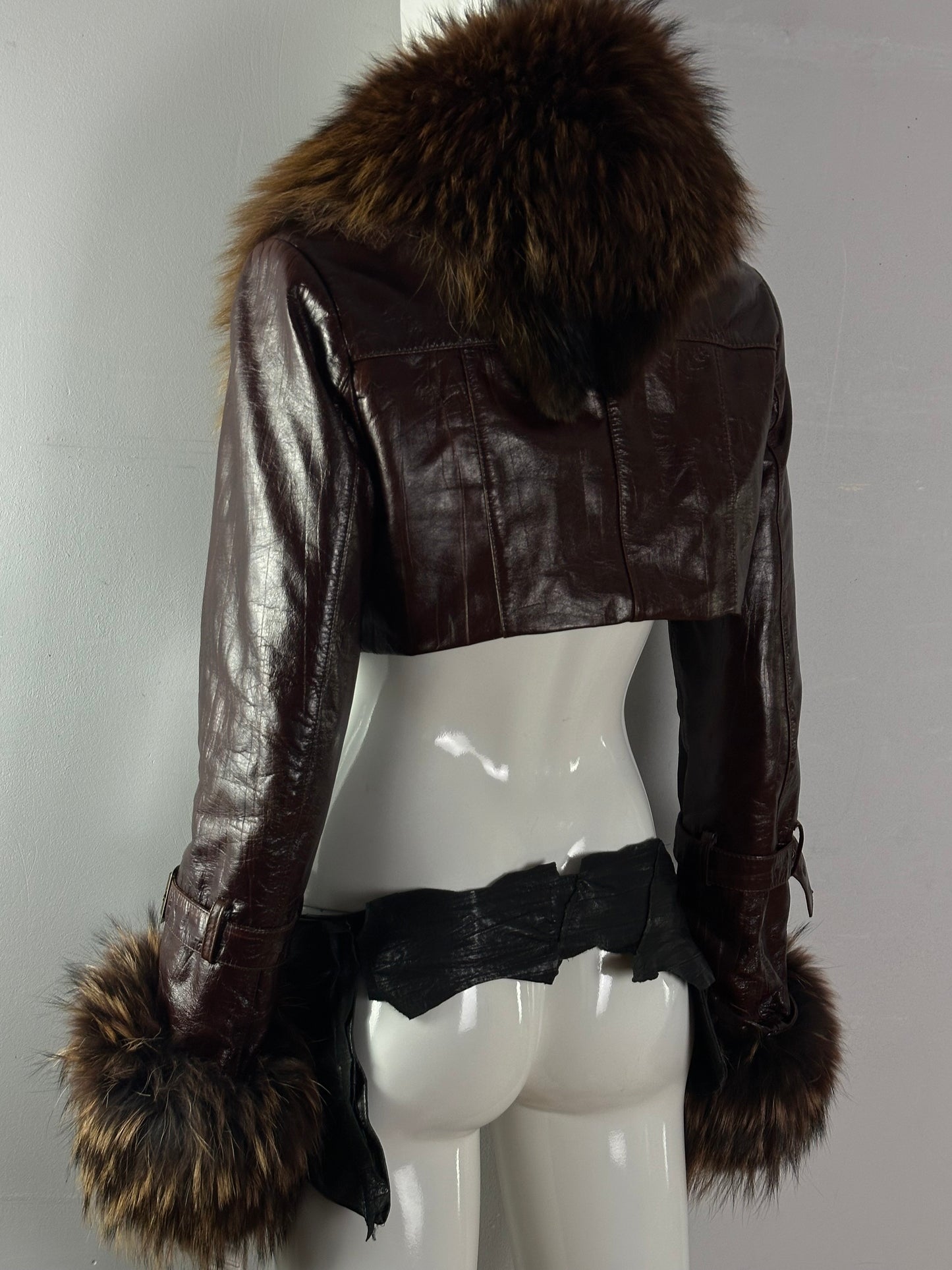 Fur leather jacket